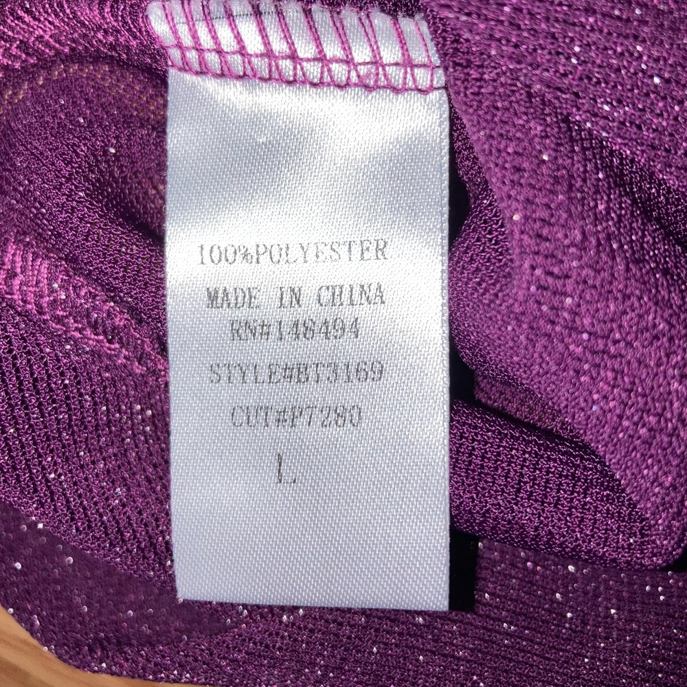 Semi Sheer Sparkle Knot Front Long Sleeve Top Burgundy Party Holiday Night Out - Picture 7 of 8